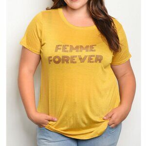 Mustard Yellow Graphic Tee Plus Size 1X